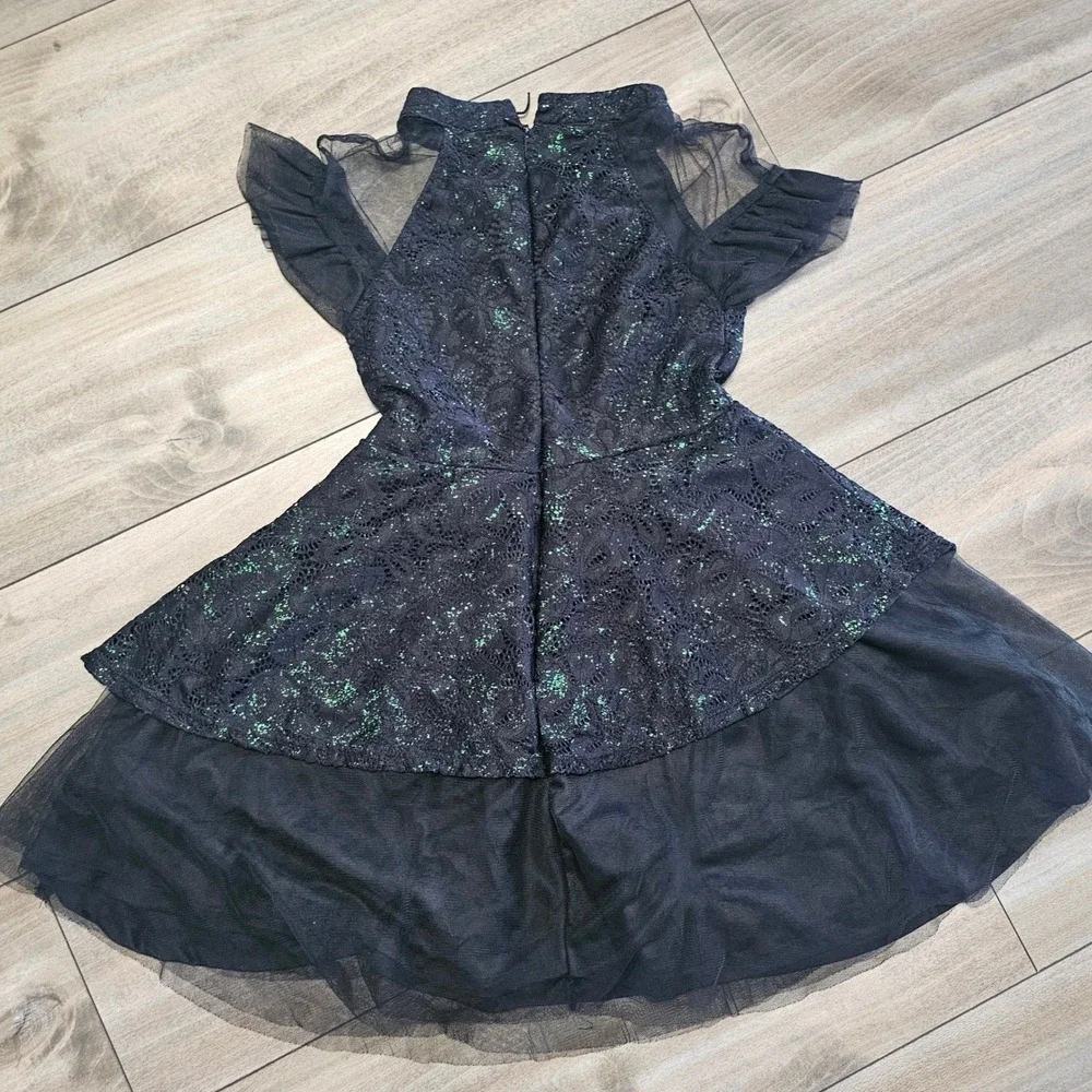 Wicked Paul Tazewell Girls Costume Dress Black Green Glitter Size L 10-12